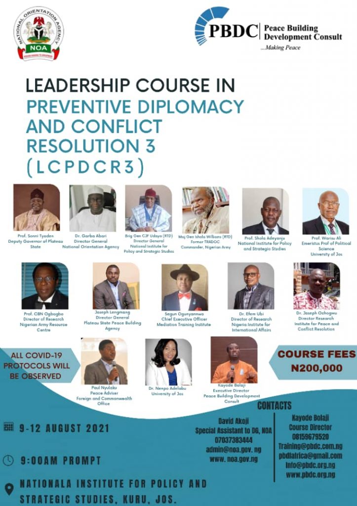 Leadership Course in Preventive Diplomacy and Conflict Resolution 3 (LCPDCR3) with Discount for ICMC Members
