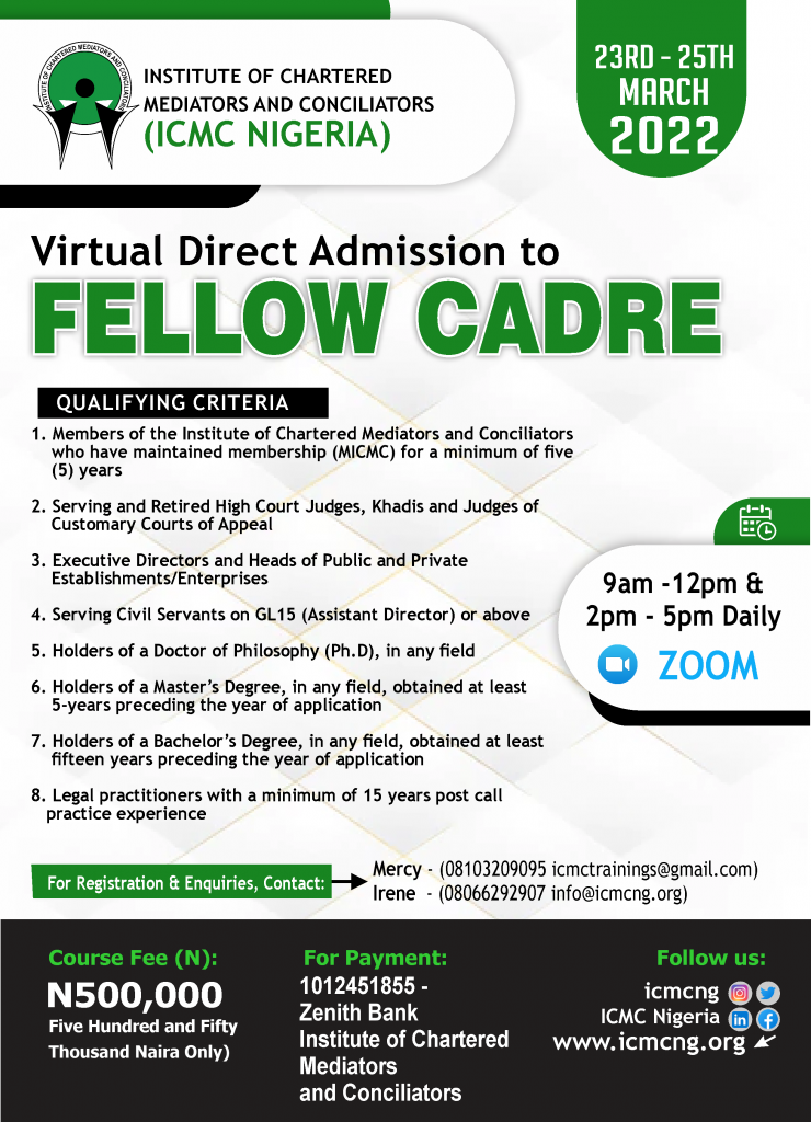 ICMC Virtual Admission to Fellow.