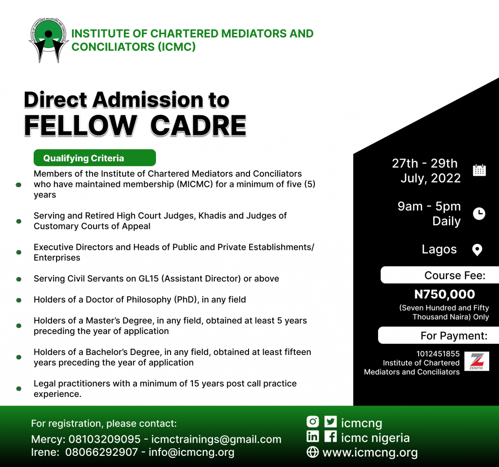 Direct Admission to Fellow